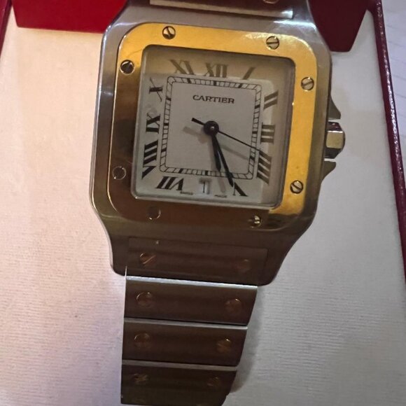 AUTHENTIC CARTIER SANTOS BBC8346 TWO TONE MEN WATCH NEAR PERFECT - Picture 3 of 8